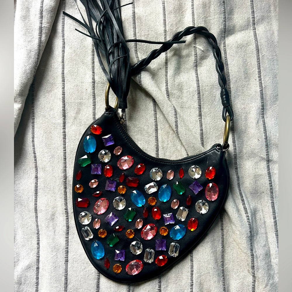 Vintage Y2k Bejeweled Leather Bag